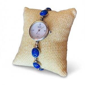 BADAVICI Solid .925 Sterling Silver Mother of Pearl Lapis Watch